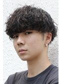 メンズパーマ無造作マッシュナチュラル波巻きパーマ熊本下通