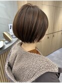 大人可愛い20代30代40代黒髪前下がりショートボブ丸みショート◎