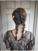 アシメ　ツイン　編み下ろし　ヘアアレンジ