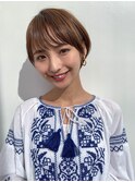 40代人気 乾かすだけで決まる 前髪あり 大人可愛い丸みショート