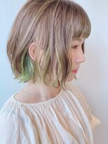 モリオフロムロンドン 原宿本店(morio from London) 【morio原宿】夏ボブ　インナーカラー黄緑