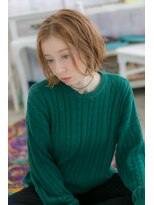 ミック 日暮里店(miq) フレンチガーリーくせ毛風無造作エアリー金髪ボブb1