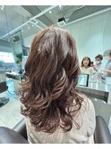 セミロングコテ巻き風カール