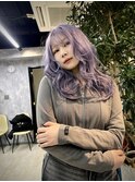 ミディアムヘアハイライトバレイヤージュボブウルフショート