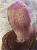 ピンクミルクティーカラーレイヤーカット韓国ヘア