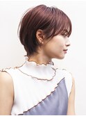 アプリコットオレンジ　ショートボブ
