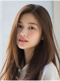 透け感ストレートロング × ナチュラルブラウン
