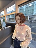 オン眉パーマボブ