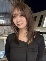 サンクプロジェクト(cinq PROJECT)&nbsp;原宿前髪ハッシュカットミディアムレイヤーチョコレートブラウン