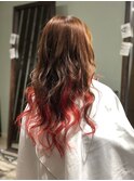 派手髪インナーカラー ［RED→PINKへ］