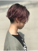 刈り上げ 前下がりショート  ピンクカラー グラデーション