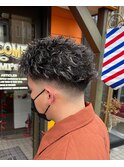MEN’S HAIRハイライトマッシュパーマ〈理容室〉東浦和メンズ