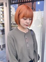 ミニム ヘアー(minim hair)&nbsp;【minim×miku】ブリーチ1回のオレンジベージュ×ボブ