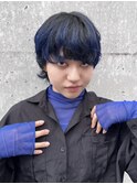 ブルーブラック/マッシュヘア/マッシュショート/ハイライト/黒髪