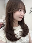 小顔レイヤーカット×ナチュラルグレージュ30代40代50代