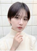 前下がりショート黒髪マッシュショートハンサムショート前髪長め