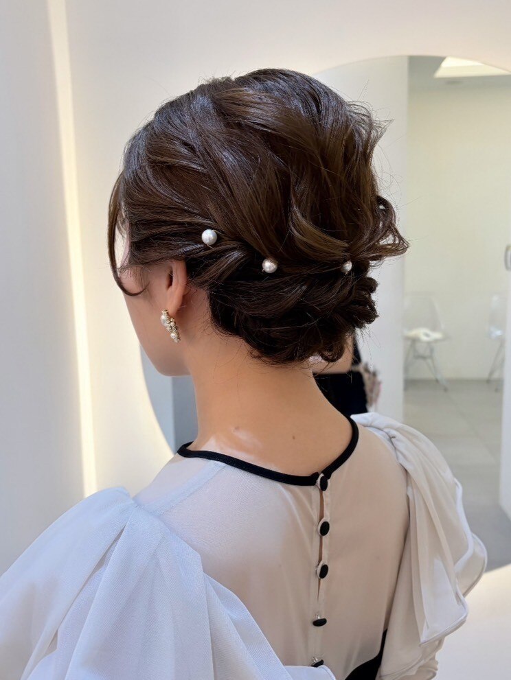 ボブヘアセットお呼ばれヘア結婚式ヘアセット_黒髪小顔：L231339356