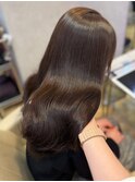 ブリーチなしチェリーブラウン髪質改善縮毛矯正酸性ストレート