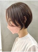 横浜西口切りっぱなしミニボブショートレイヤー前下がり前髪なし
