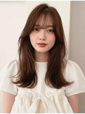 セミロング20代30代ストレートレイヤー前髪なし前髪あり越谷
