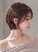 マッシュショート耳かけショート薄め前髪ダブルカラー姫カット◎
