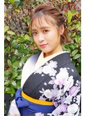 卒業式 袴 着付け 大人ボブ 外ハネボブ アッシュブラウン 登戸
