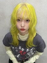 ディーン 名駅店(DEAN) ダブルカラー ブリーチ イエローカラー ルーツカラー パーマ風
