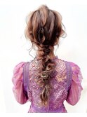 編みおろしアレンジ 華やか ヘアセット 二次会