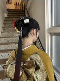 ◯ 振袖　成人式　ハイポニー　カチモリ風 ポニーテールリング○