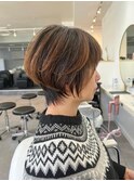 40代50代60代ショートボブ丸みショート白髪ぼかし