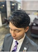ニュアンスパーマ×ソフトツーブロック×ビジネスアップバング