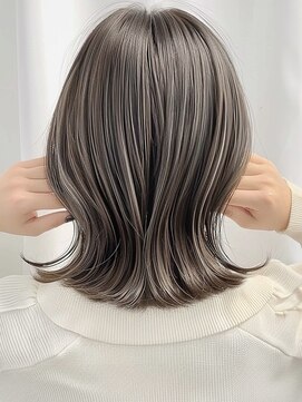 ネックス 表参道本店(nex) デザインカラーレイヤーカットウェットヘアオリーブベージュ白髪