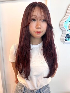 パーク 福岡天神西通り店(parc) レイヤーカット　ロングレイヤー　カシスピンク　顔周りカット