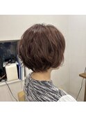 丸みショート×パーマ
