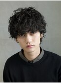 2WAYバングルーズシャドウパーマメンズミディアムウルフ20代30代