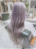 スーパーロングヘア　アッシュグレージュ カラー
