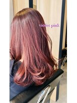 アン たまプラーザ(un) 重ためのミディアム+バイオレットピンク【髪質改善オージュア】