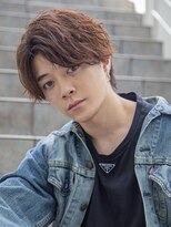 【men`s】フェザーパーマグレー刈り上げショートブルーカラー