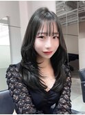 韓国レイヤーカット顔まわりくびれミディアム堀江