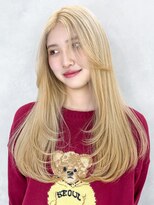 アイティーバイアルバム 松戸店(IT by ALBUM)&nbsp;韓国ヘアロングハイトーンブロンドブリーチ_F0591