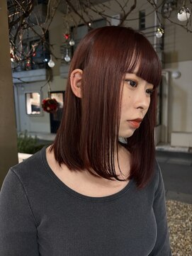 ブリーチ無し赤髪