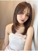 韓国顔周り/ハイレイヤーカット/ミディアムレイヤーカット/原宿
