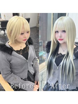 あるじゃんすー 神戸三宮店 ホワイトブロンド×ブラック#シールエクステ#韓国#ワンホン#神戸