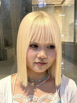 ヲタク 渋谷 代官山 恵比寿(wotaku.) 抜きっぱなしブロンドブリーチのみハイトーン切りっぱなしボブ