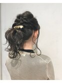 ねじねじ くるりんぱ ウェーブ ポニーテール 結婚式 二次会 ラフ