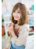 大人かわいいキャラメルベージュ外国人風ワンカールロブb1