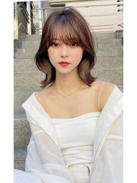 ロンドローズ 名古屋(Lond damaskRose) チョコレート 切りっぱなし イヤリングカラー 韓国ヘア 顔周り