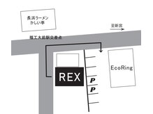 レックス メンズ オンリー サロン(REX MEN'S ONLY SALON)の雰囲気（店舗裏に駐車場完備）