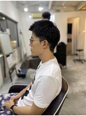 MEN'S HAIR束感ショート波巻きハイライトカルマパーマ
