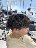 メンズパーマツイスパ波巻きスパイラルマッシュセンターパート